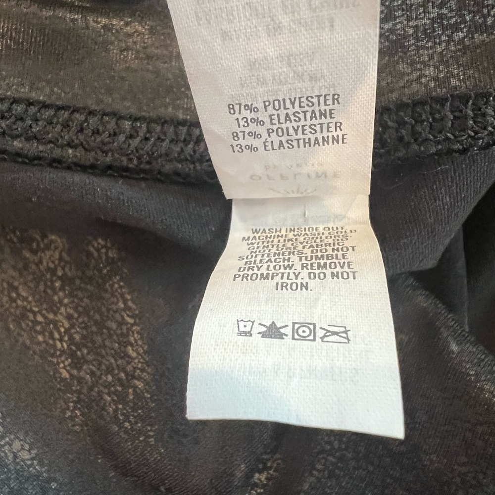 aerie Foil Print Black Shiny Crackle Faux Leather Party Leggings - Picture 12 of 13